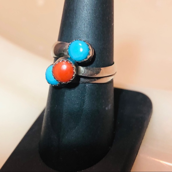 Lovely Sterling Silver Turquoise&Coral Ring! - Picture 3 of 10